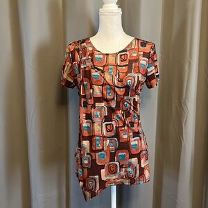 Colorful faux wrap top